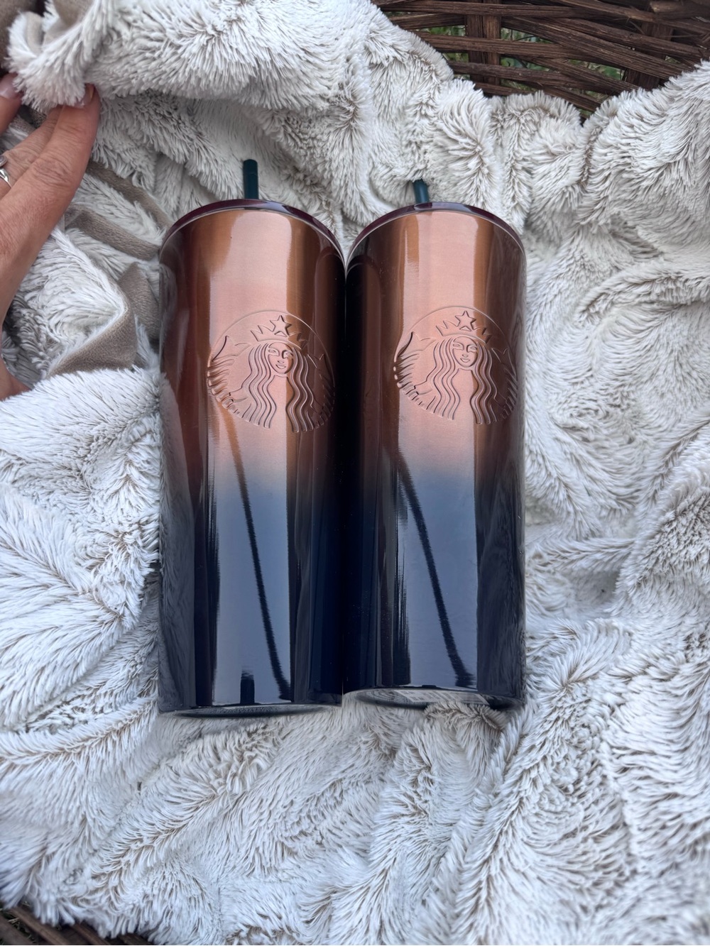 Starbucks Copper and Black Ombre Stainless Tumbler Duo